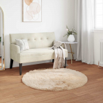 Faux lambanaha vaip tafalla beež &oslash; 80 cm pol&uuml;ester
