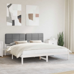 Voodiraam Pehme Peatoega peaga Helehall 200 x 200 cm Tahke m&auml;nd
