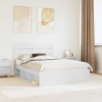 Voodiraam peatsiga Valge 160 x 200 cm Tahke m&auml;nd