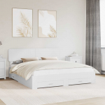 Voodiraam peatsiga sahtliga Valge 180 x 200 cm Tehispuit