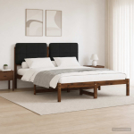 Voodiraam Pehme Peatoega Tumepruun ja Must 160 x 200 cm