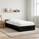 Voodiraam ladustamisega Must tamm 80 x 200 cm Tehispuit