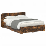 Voodiraam ladustamisega Suitsutatud tamm 150 x 200 cm Tehispuit
