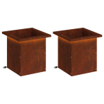 LED-valgustusega lillekast 2 tk rooste 30 x 30 x 30 cm