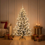 Kunstkuusk koos j&otilde;ulukuuliga 120 cm 150 LED-i Soe valge