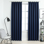 Pimendavad kardinad konksudega, 2 tk, sinine, 140 x 245 cm