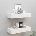 Sahtlitega seinariiulid, 2 tk, valge, 60x23,5x10 cm mdf