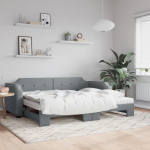 Diivanvoodi madratsiga, helehall, 100x200 cm, kangas