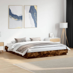 Voodiraam LED-tuledega, suitsutatud tamm, 180 x 200 cm