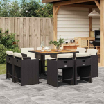 9-osaline aiam&ouml;&ouml;bli komplekt patjadega, must, pol&uuml;rotang