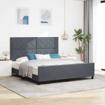 Voodiraam peatsiga tumehall 180 x 200 cm samet