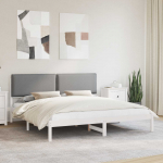 Voodiraam Pehme Peatoega peaga Helehall 200 x 200 cm Tahke m&auml;nd