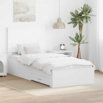 Voodiraam peatsiga sahtliga Valge 90 x 190 cm Tehispuit