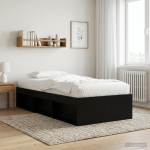 Voodiraam ladustamisega Must tamm 80 x 200 cm Tehispuit