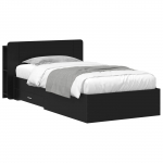 Voodiraam ladustamisega peaga Must 75 x 190 cm Tehispuit