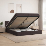 Ottomani voodi madratsi ja LED-idega Tume pruun 200 x 200 cm