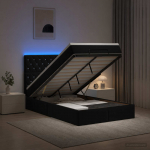 Ottomani voodi madratsi ja LED-idega Must 120 x 190 cm Samet