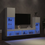 4-osaline telerikappide komplekt LED-tuledega, valge, tehispuit