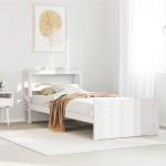 Voodiraam peatsiga ilma madratsita valge 90x200 cm