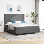 LED Box Spring Voodi peaga Helehall ja valge 180 x 200 cm
