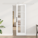 Libistatav uks riistvara komplektiga valge 61x198.5 cm tugevast puidust m&auml;nni