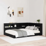 Riiulitega voodipeats must tamm 140 cm tehispuit