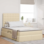 Voodi hoiukohaga ja madratsiga peaga cream 120 x 190 cm kangas