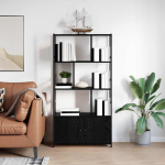 Raamatukapp Must tamm 80 x 30 x 155,5 cm Tehispuit