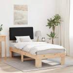Voodiraam Pehme Peatoega peaga Must 90 x 190 cm Tahke m&auml;nd