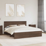 Voodiraam peatsiga pruun tamme 200 x 200 cm tehispuit