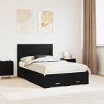 Voodiraam peatsiga sahtliga Must tamm 120 x 190 cm Tehispuit