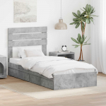 Laos voodi peaga sahtliga Betoonhall 90 x 190 cm Tehispuit