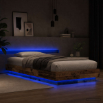 LED-lampidega voodiraam Vana puit 80 x 200 cm Tehispuit