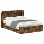 Voodiraam ladustamisega Suitsutatud tamm 135 x 190 cm Tehispuit