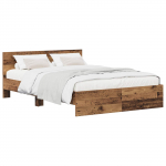 Peatsiga voodiraam peaga Vana puit 140 x 190 cm Tehispuit