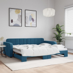 Diivanvoodi v&auml;ljat&otilde;mmatava osaga, sinine, 90x200 cm, samet
