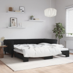 Diivanvoodi v&auml;ljat&otilde;mmatava osaga, must, 100x200 cm, samet