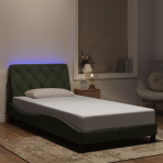 Voodiraam LED-tuledega, helehall, 100x200 cm, samet
