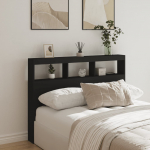 Voodipeatsi kapp LED-tuledega, must, 140 x 17 x 102 cm