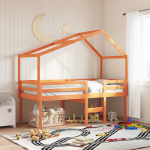 K&otilde;rge voodi, katusega, meepruun, 90x200 cm, m&auml;nnipuit