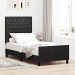 Voodiraam peatsiga must 90 x 190 cm samet
