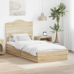 Laos voodi peaga sahtliga Sonoma tamm 90 x 200 cm Tehispuit