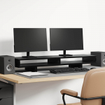 Monitori alus riiuliga Must 100 x 27 x 15 cm Tehispuit