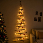 Rippuv j&otilde;ulupuu pallidega 150 cm 80 LED-i Soe valge
