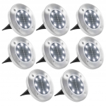 P&auml;ikesepatareidega maapinnavalgustid, 8 tk LED-tuled, valge