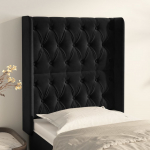 Voodipeats servadega, must, 83x16x118/128 cm, samet