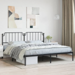 Metallist voodiraam peatsiga, must, 193x203 cm