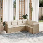 6-osaline aiadiivani komplekt patjadega, beež, pol&uuml;rotang