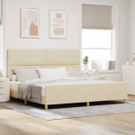 Voodi raam peaga kreemjas 200 x 200 cm kangas