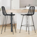 Baaritool 2 tk Must 44,5 x 53 x 111 cm Viinapuu ja raud
